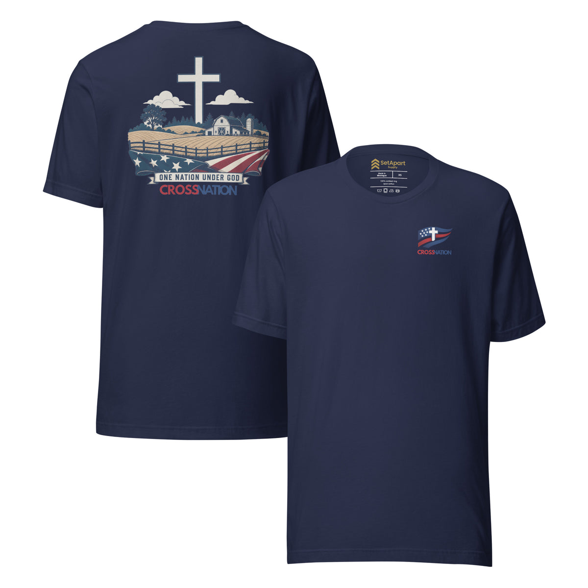 Heartland T-Shirt - Navy - Front and Back View