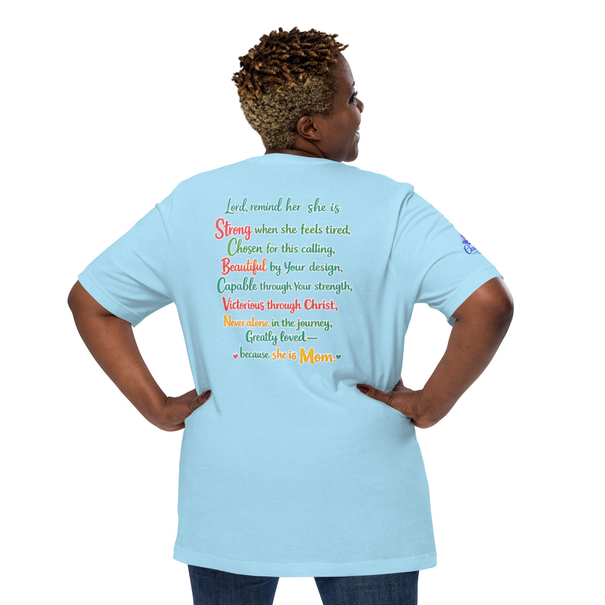 She is Mom T-Shirt - Ocean Blue - Back View