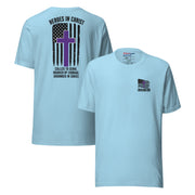 Heroes in Christ Security T-Shirt - Ocean Blue - Front and Back View