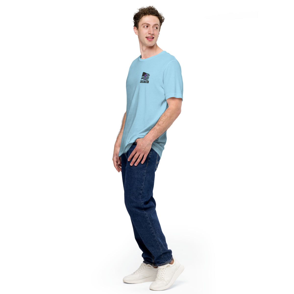 Heroes in Christ Security T-Shirt - Ocean Blue - Left Front View