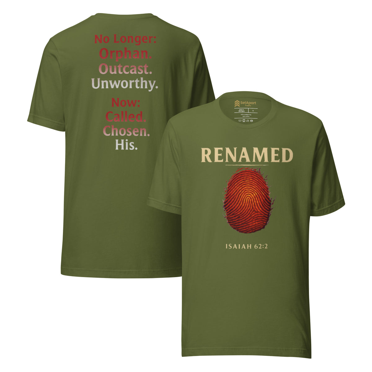 Renamed T-Shirt - Olive - Front and Back View