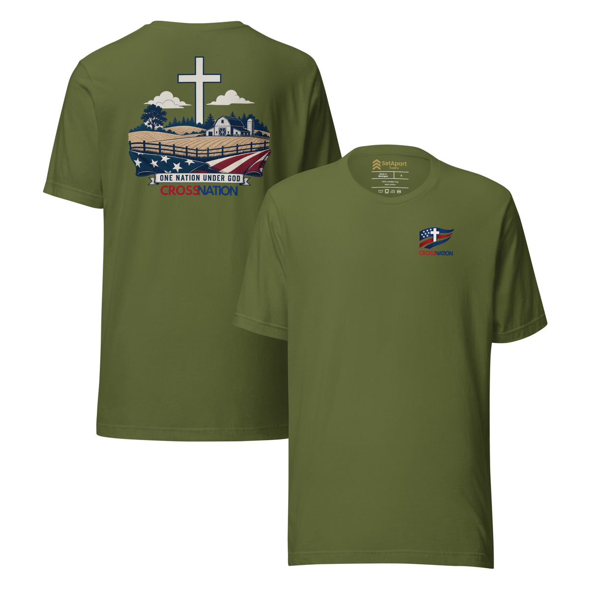 Heartland T-Shirt - Olive - Front and Back View