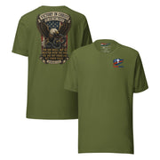 Victory in Christ T-Shirt - Olive - Front and Back View