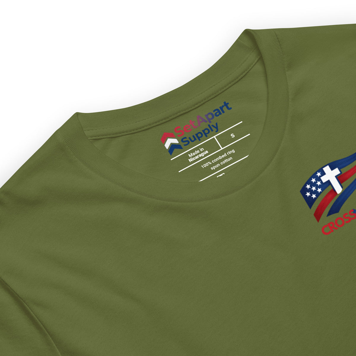 Victory in Christ T-Shirt - Olive - Detail View
