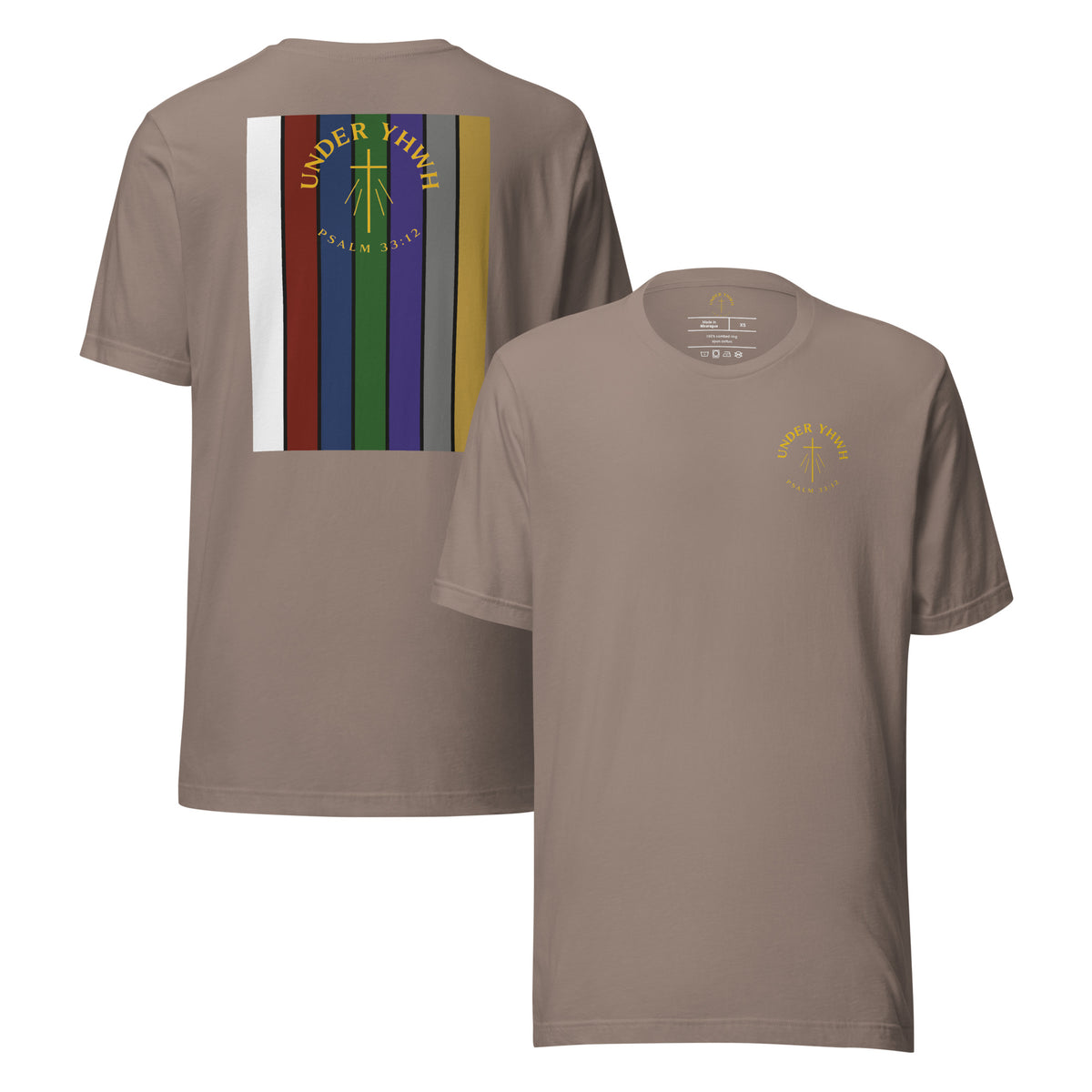 Under YHWH Banner T-Shirt - Pebble - Front and Back View