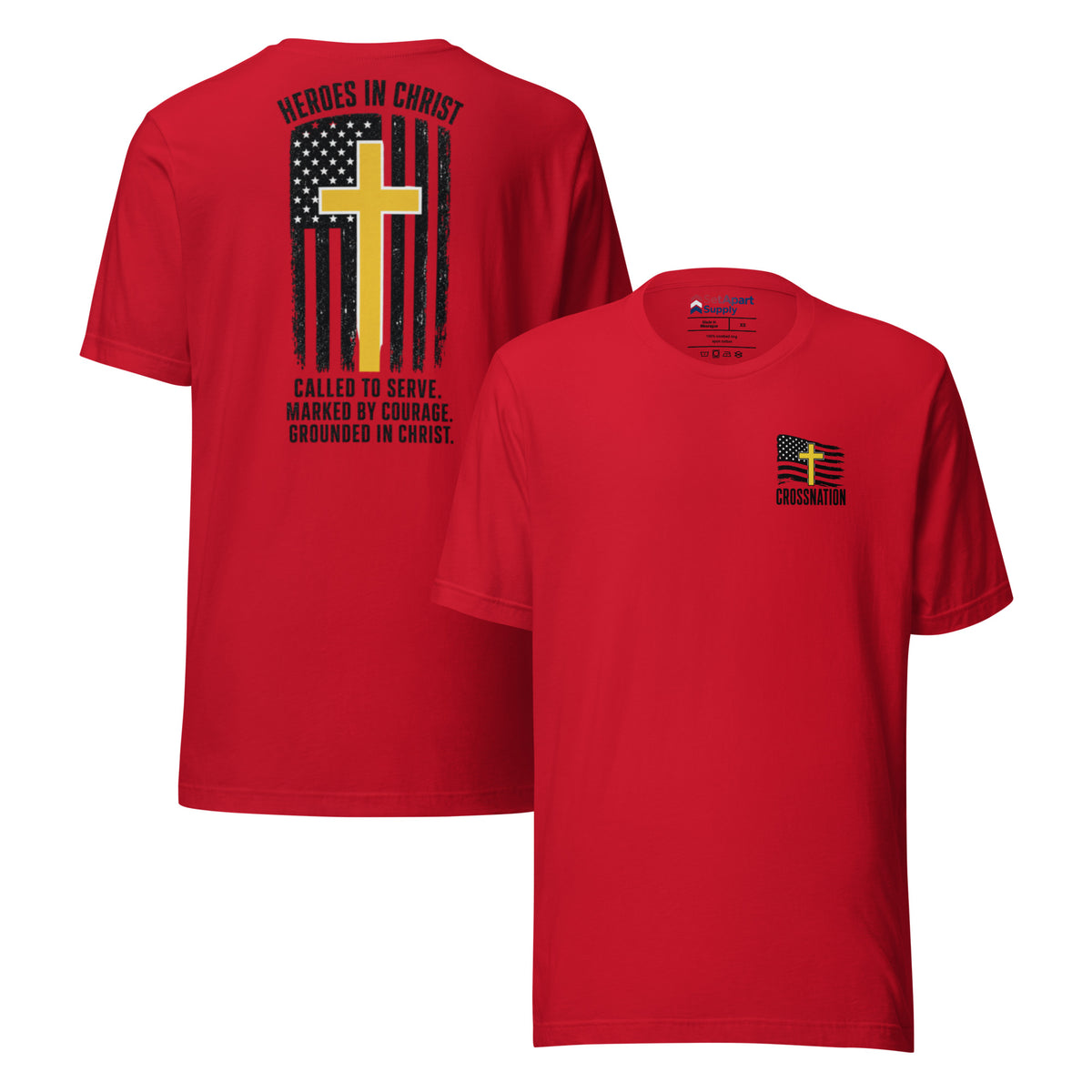 Heroes in Christ Dispatch T-Shirt - Red - Front and Back View