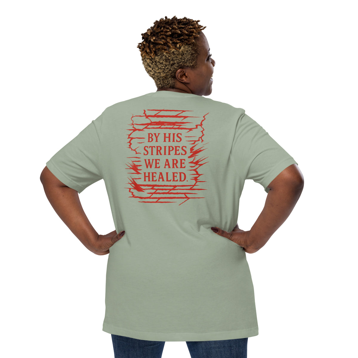 Marked by Stripes T-Shirt - Sage - Back View