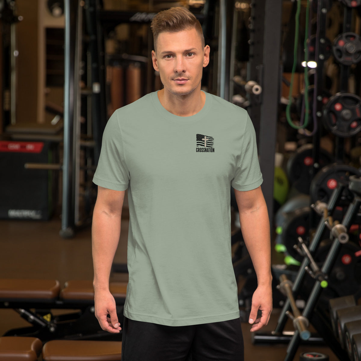Heroes in Christ Marines Desert Camo T-Shirt - Sage - Front View