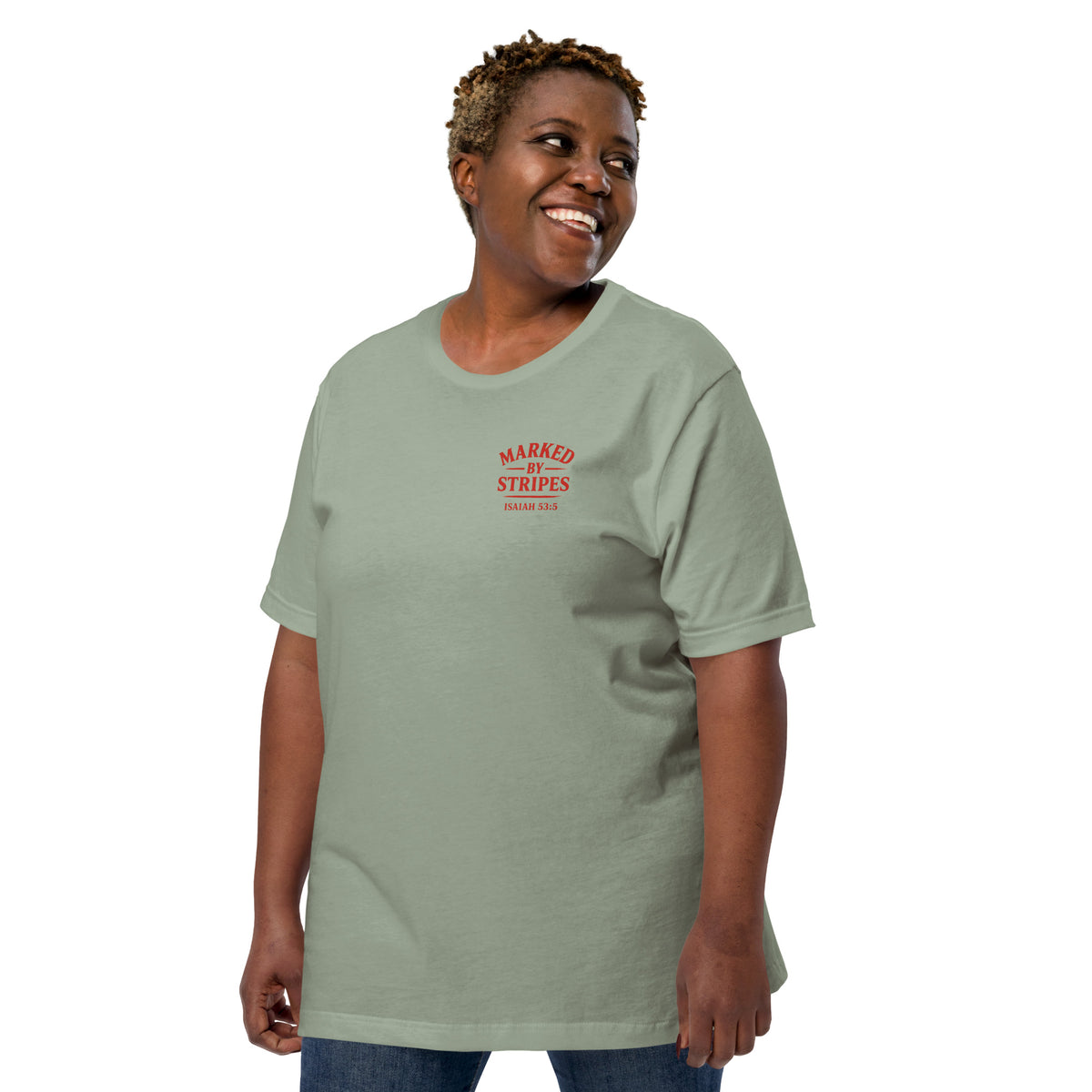 Marked by Stripes T-Shirt - Sage - Left Front View