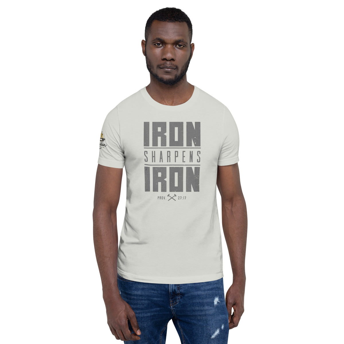 Men's Iron Sharpens Iron T-Shirt - Silver - Front View