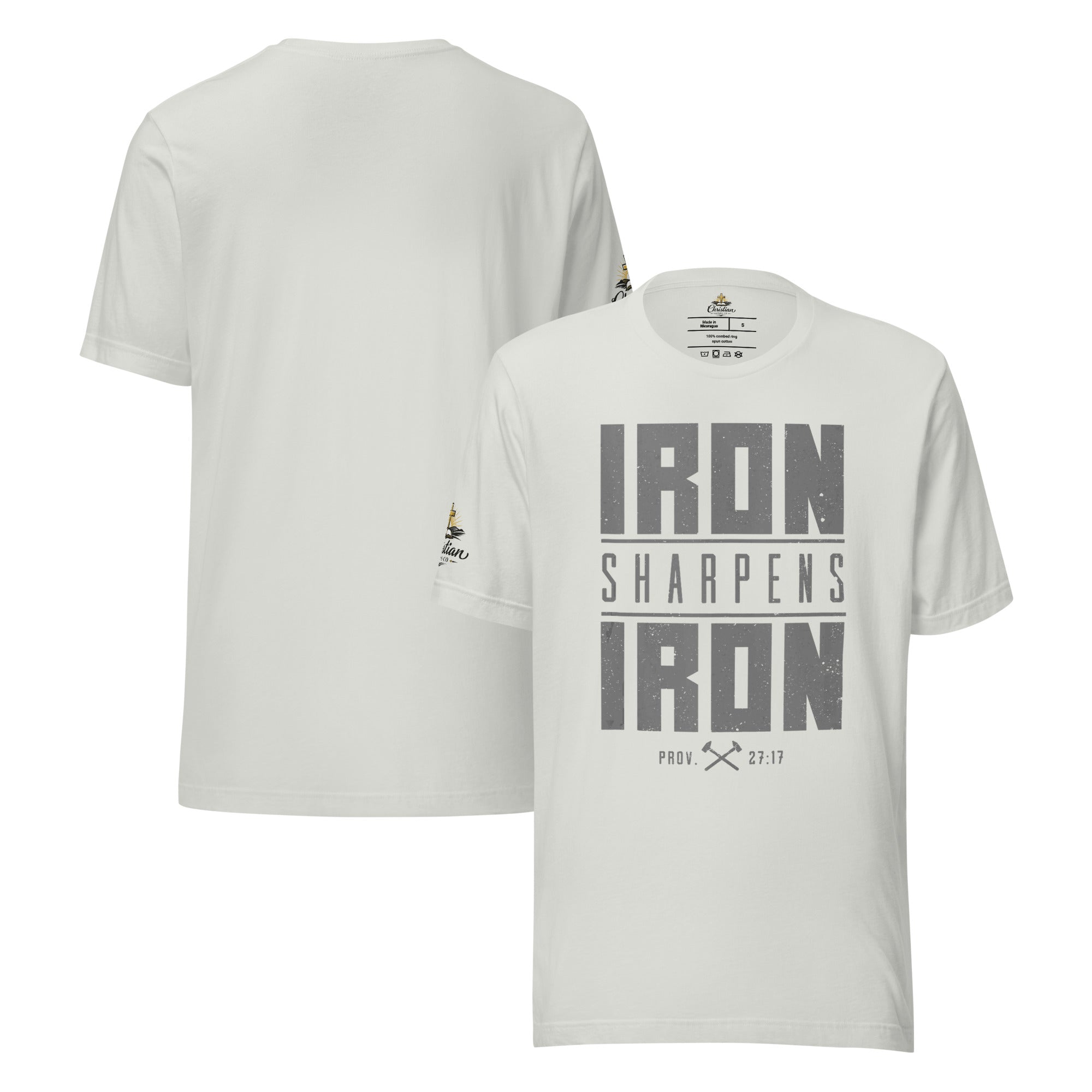 Men's Iron Sharpens Iron T-Shirt - Silver - Front and Back View