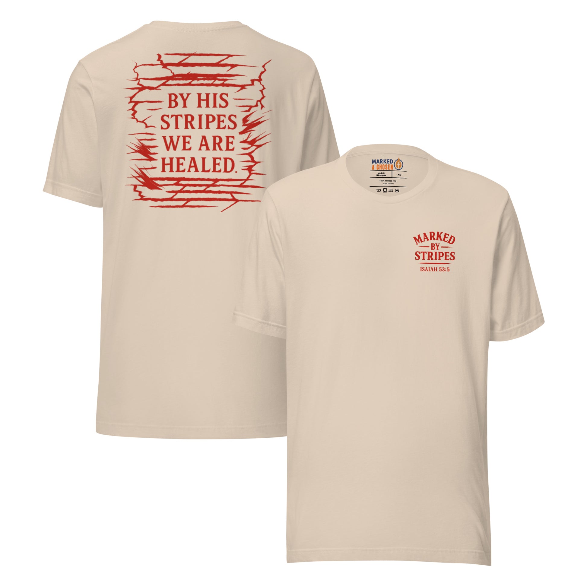 Marked by Stripes T-Shirt - Soft Cream - Front and Back View
