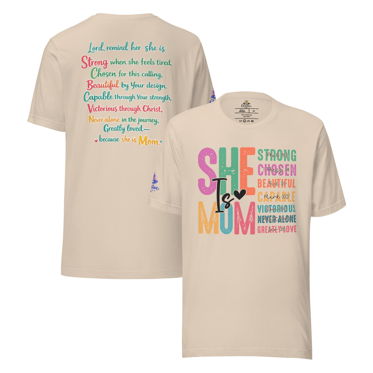 She is Mom T-Shirt - Soft Cream - Front and Back View