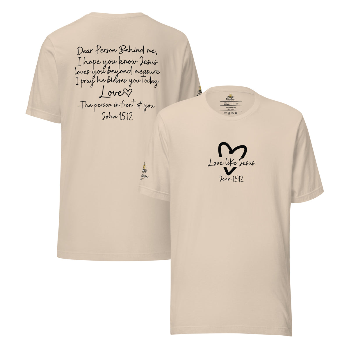 Love Like Jesus T-Shirt - Soft Cream - Front and Back View