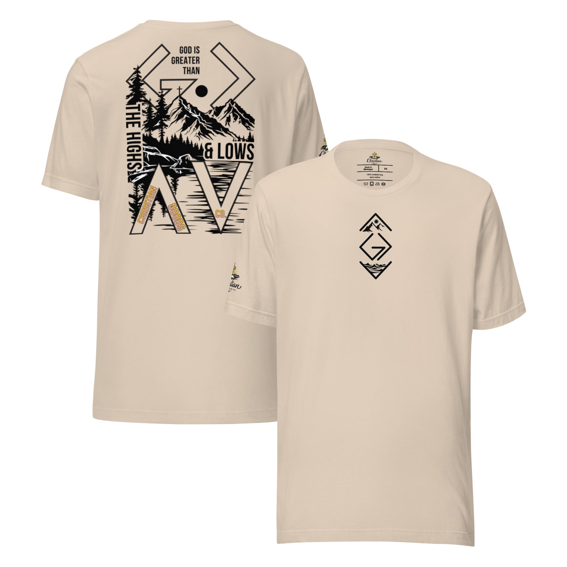 God is Greater Than T-Shirt - Soft Cream - Front and Back View