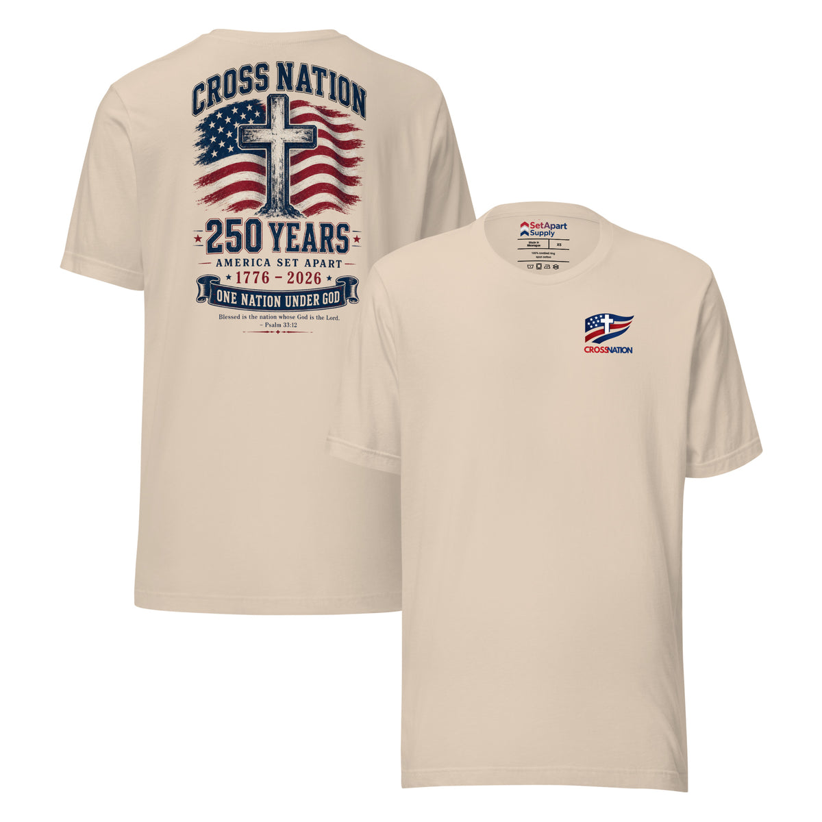 America 250th T-Shirt - Soft Cream - Front and Back View