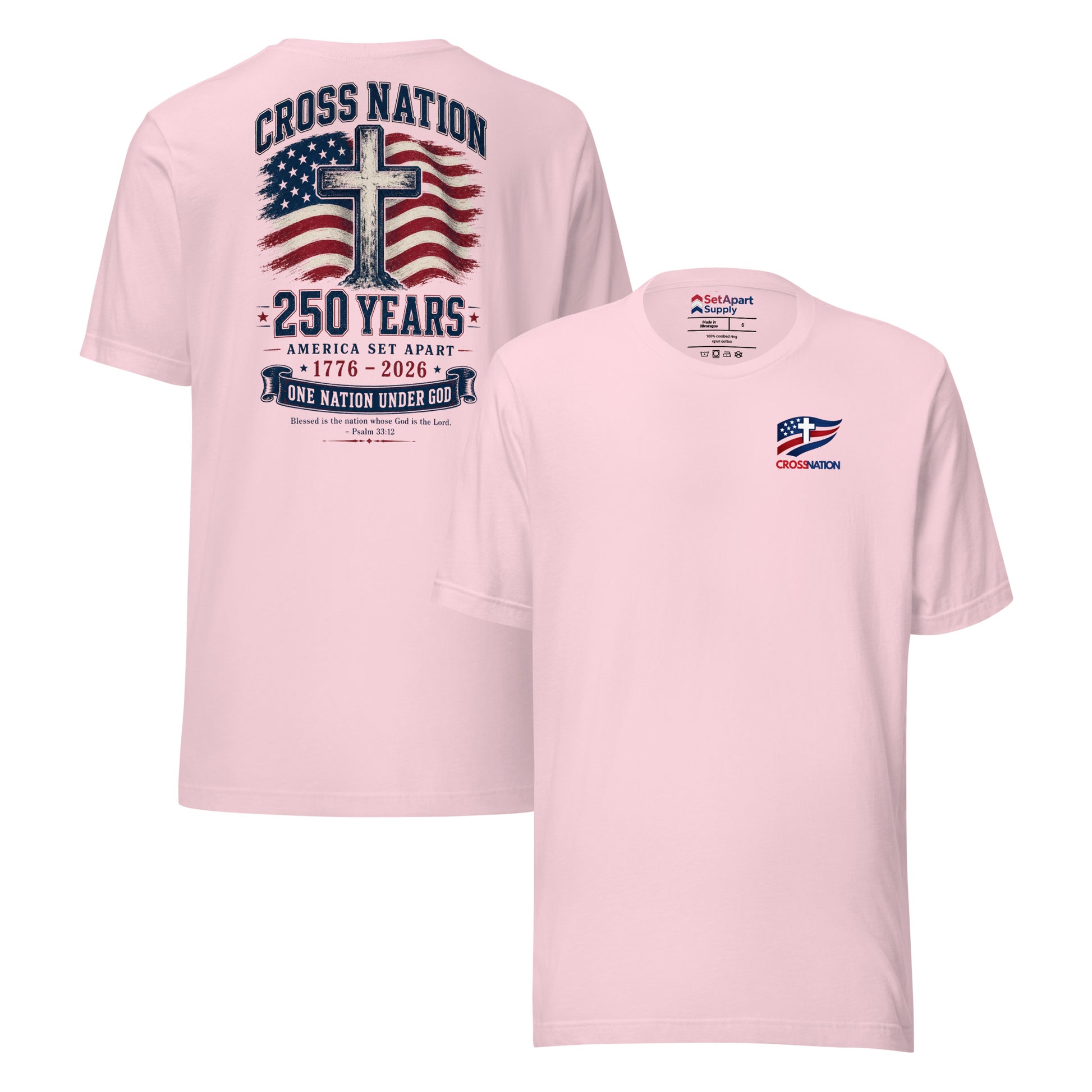 America 250th T-Shirt - Soft Pink - Front and Back View