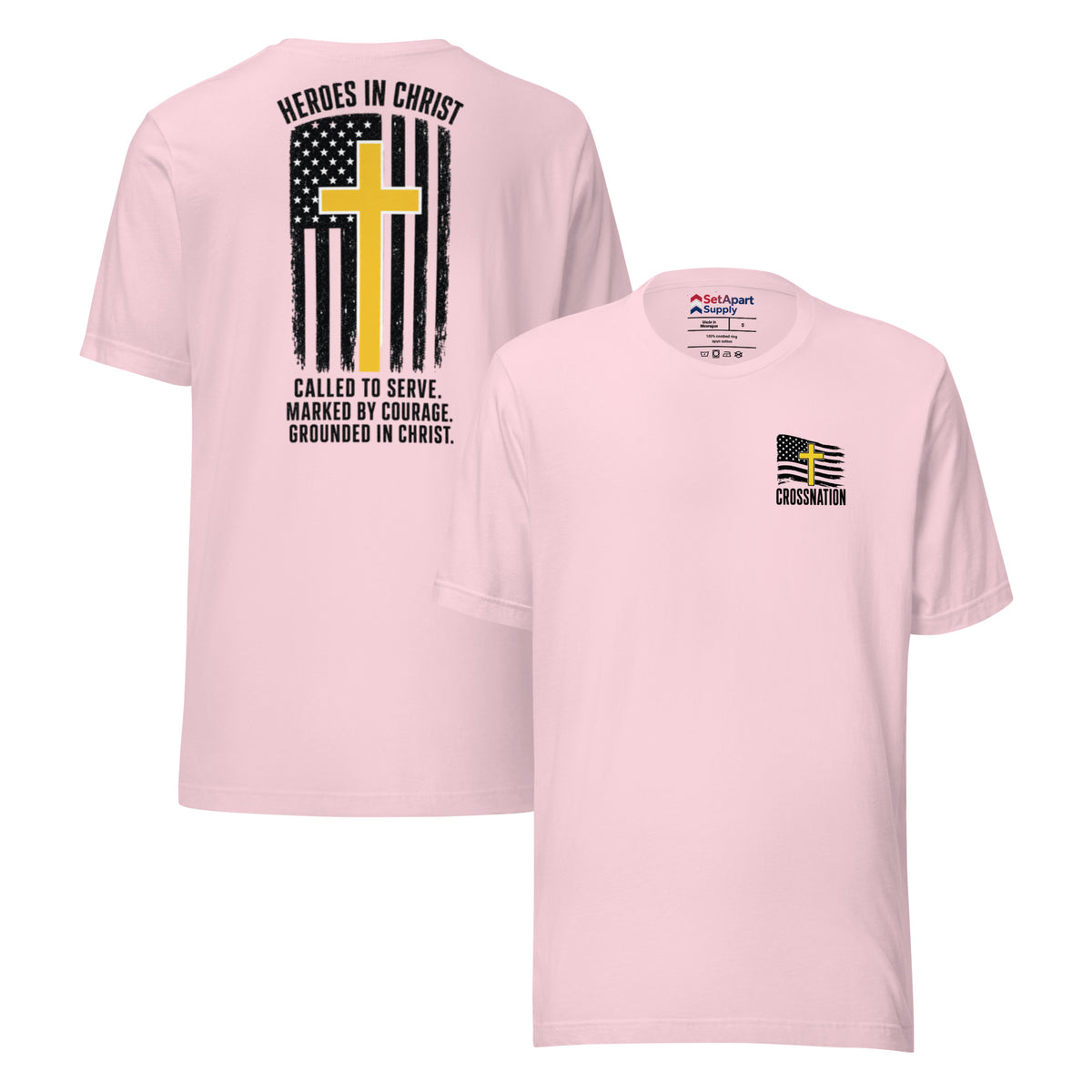 Heroes in Christ Dispatch T-Shirt - Soft Pink - Front and Back View