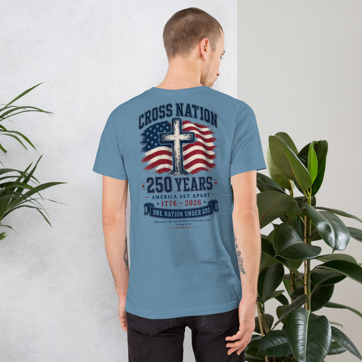 America 250th T-Shirt - Steel Blue - Back View