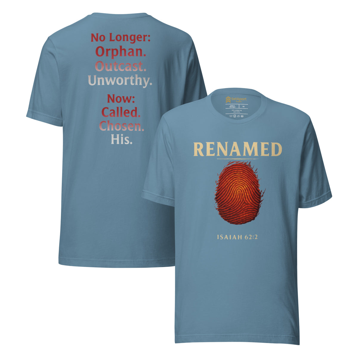 Renamed T-Shirt - Steel Blue - Front and Back View