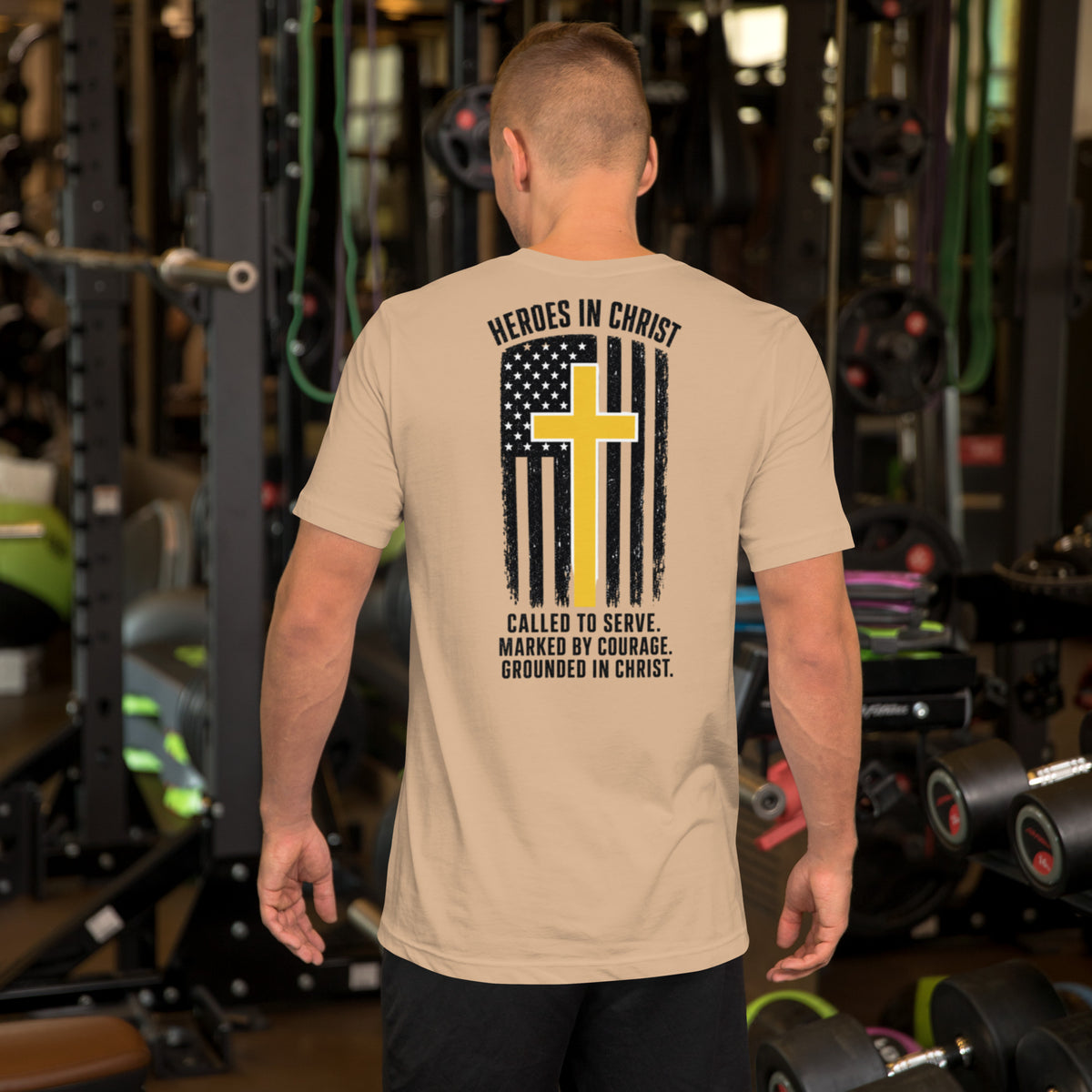 Heroes in Christ Dispatch T-Shirt - Tan - Back View