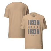 Men's Iron Sharpens Iron T-Shirt - Tan - Front and Back View