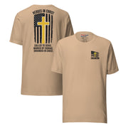 Heroes in Christ Dispatch T-Shirt - Tan - Front and Back View