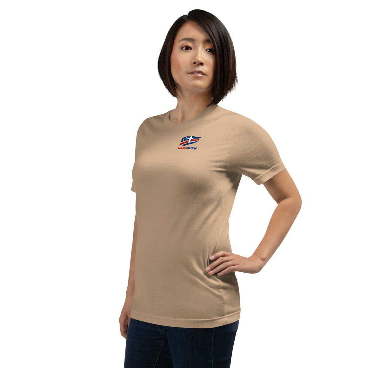 Victory in Christ T-Shirt - Tan - Left Front View