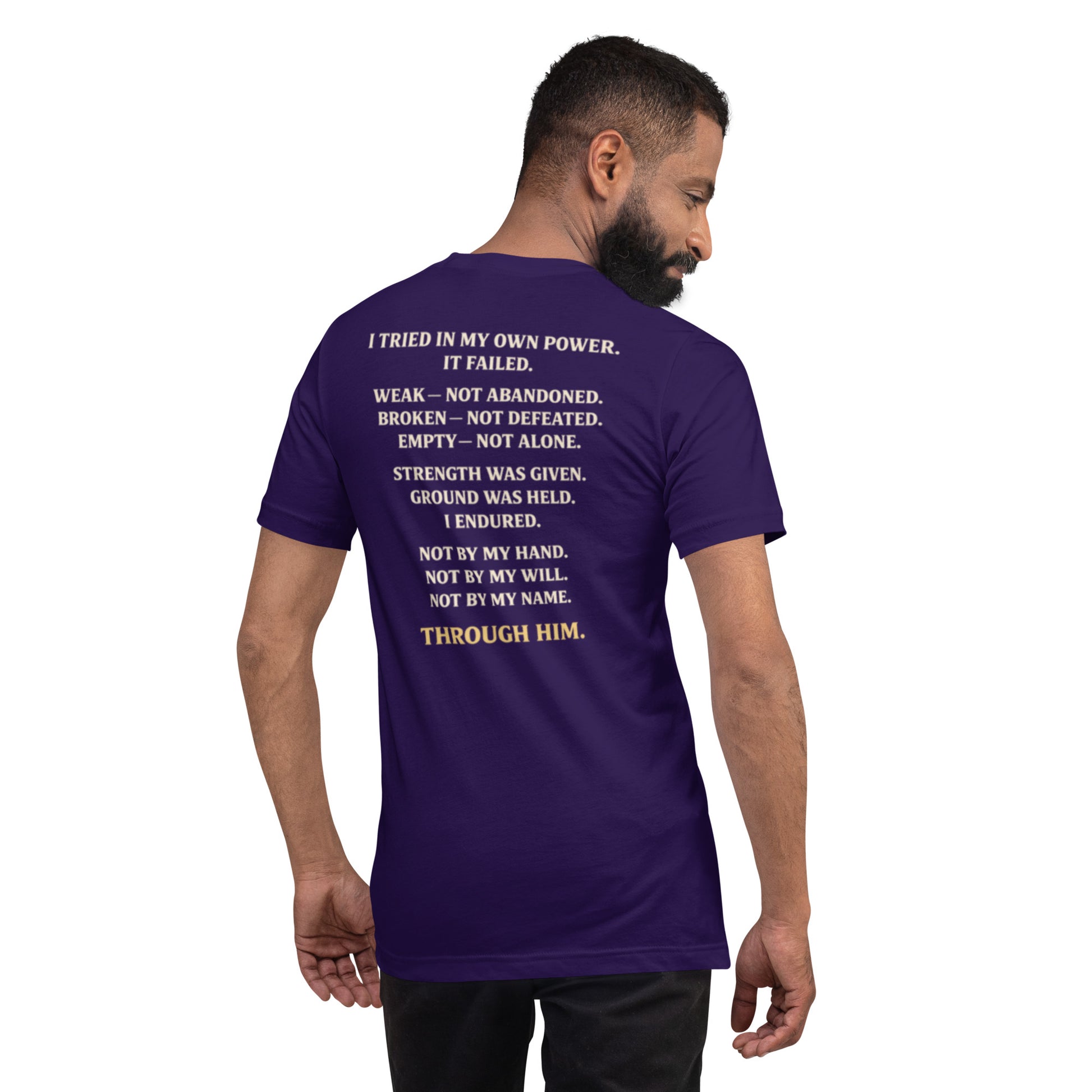 Through Him Men's T-Shirt - Team Purple - Back View