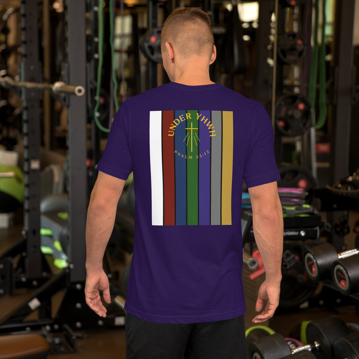Under YHWH Banner T-Shirt - Team Purple - Back View