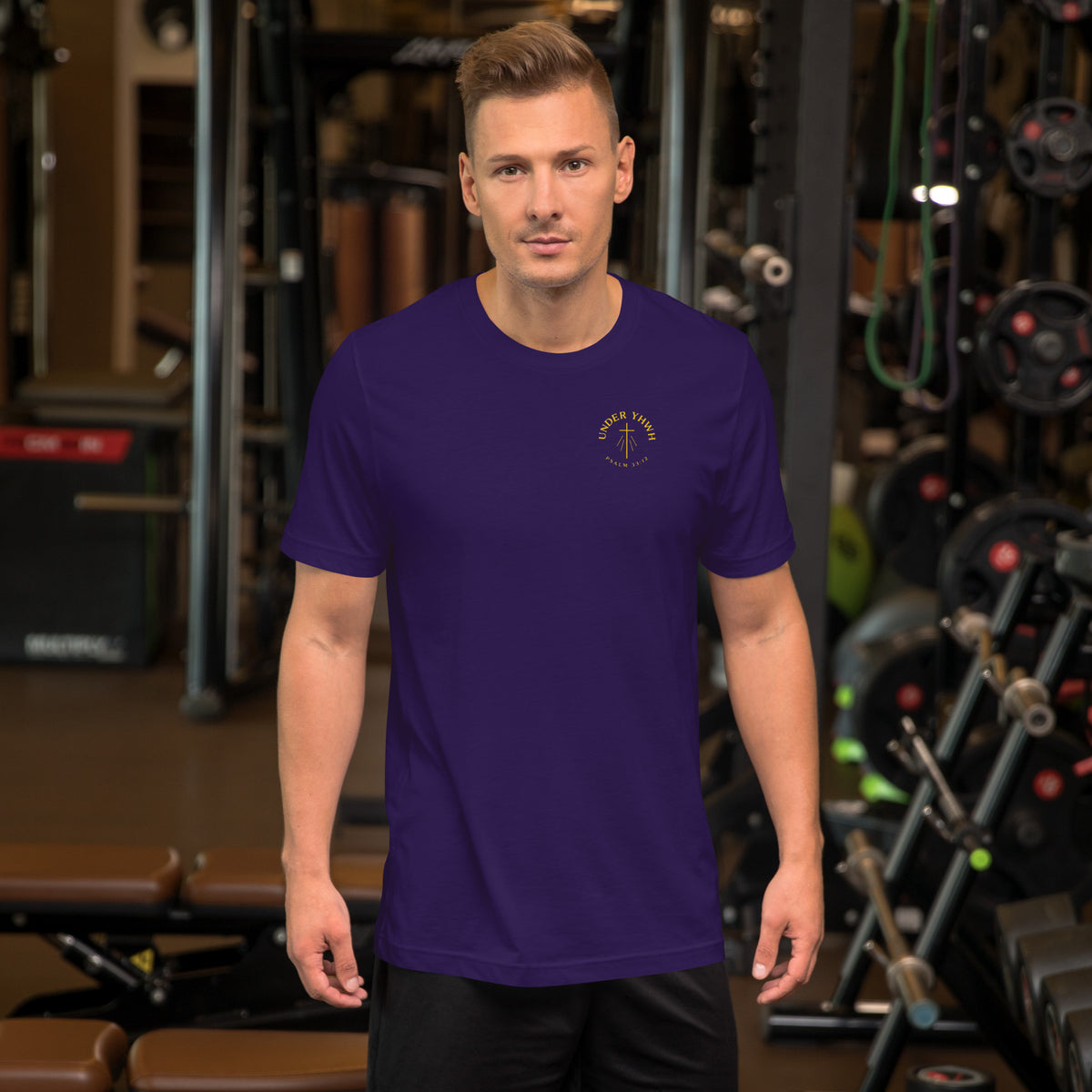 Under YHWH Banner T-Shirt - Team Purple - Front View