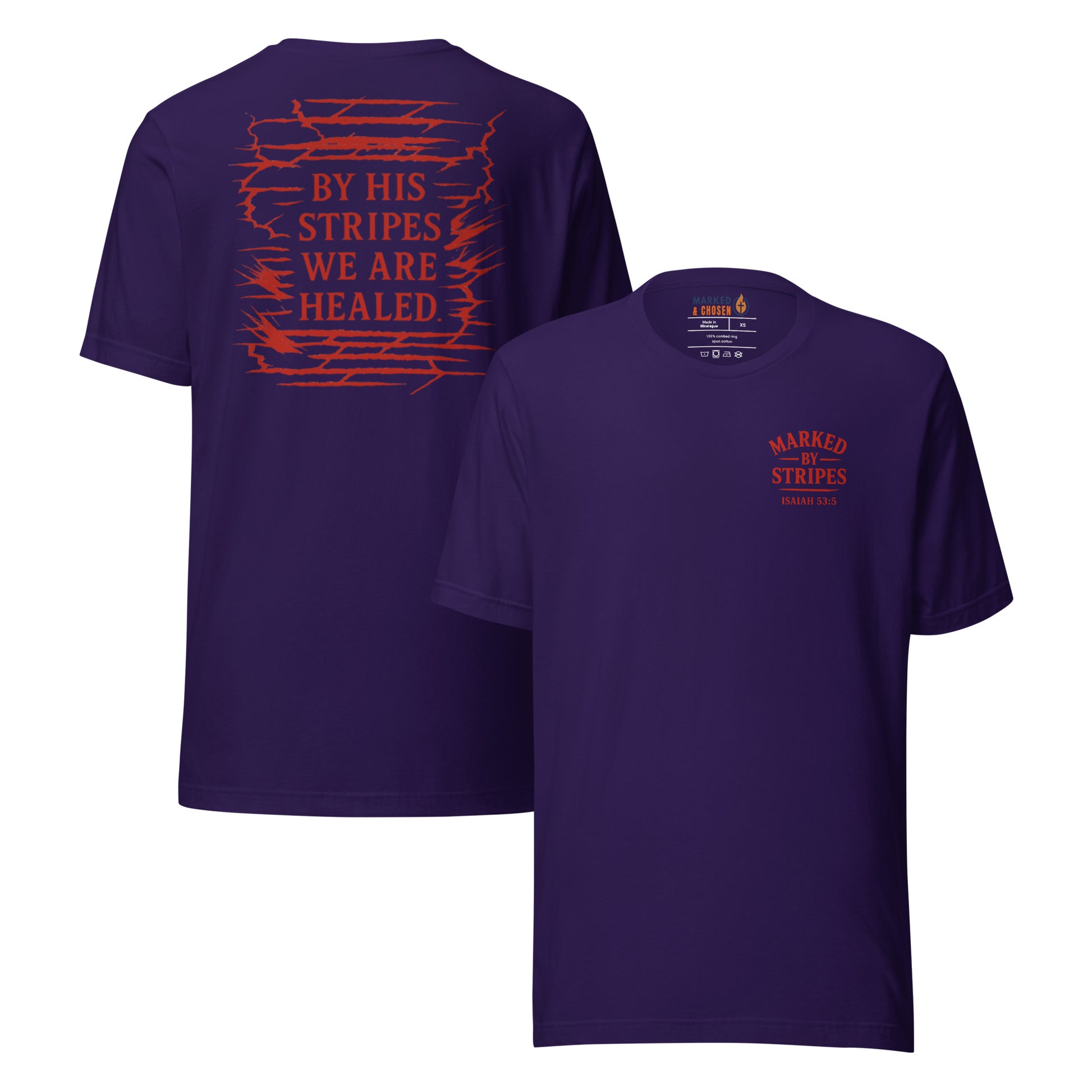 Marked by Stripes T-Shirt - Team Purple - Front and Back View