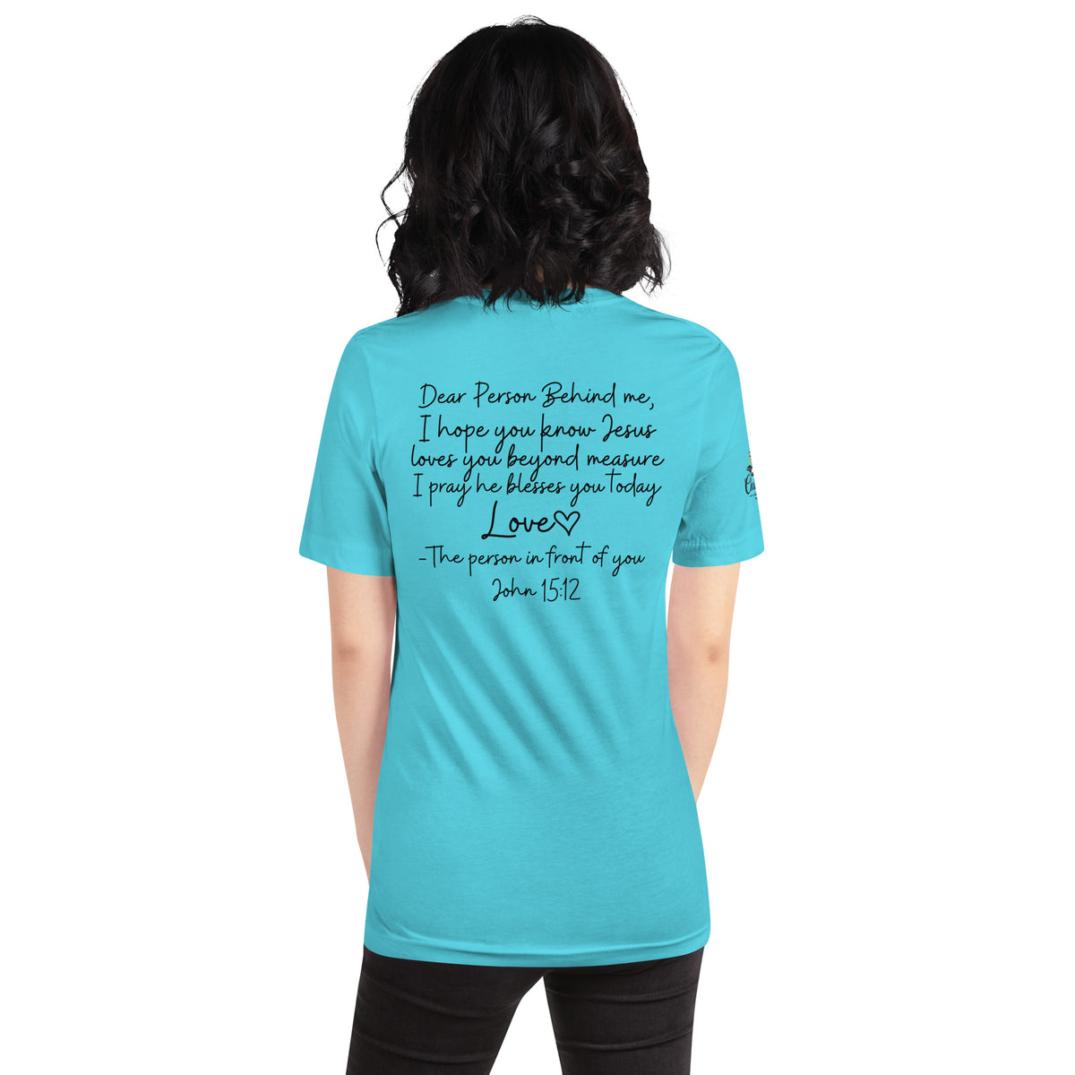 Love Like Jesus T-Shirt - Turquoise - Back View