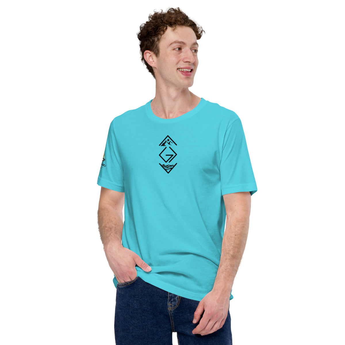 God is Greater Than T-Shirt - Turquoise - Front View