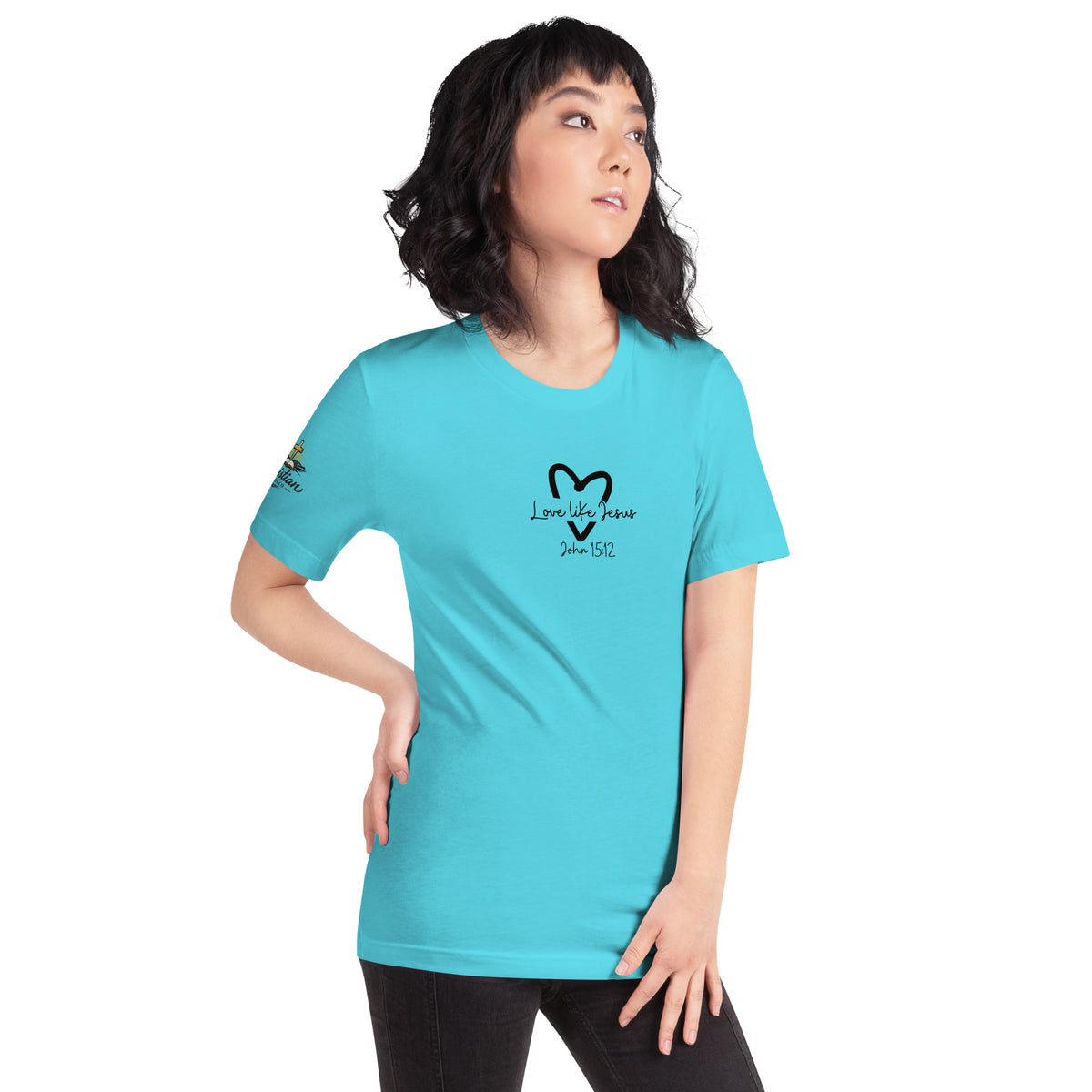 Love Like Jesus T-Shirt - Turquoise - Right Front View