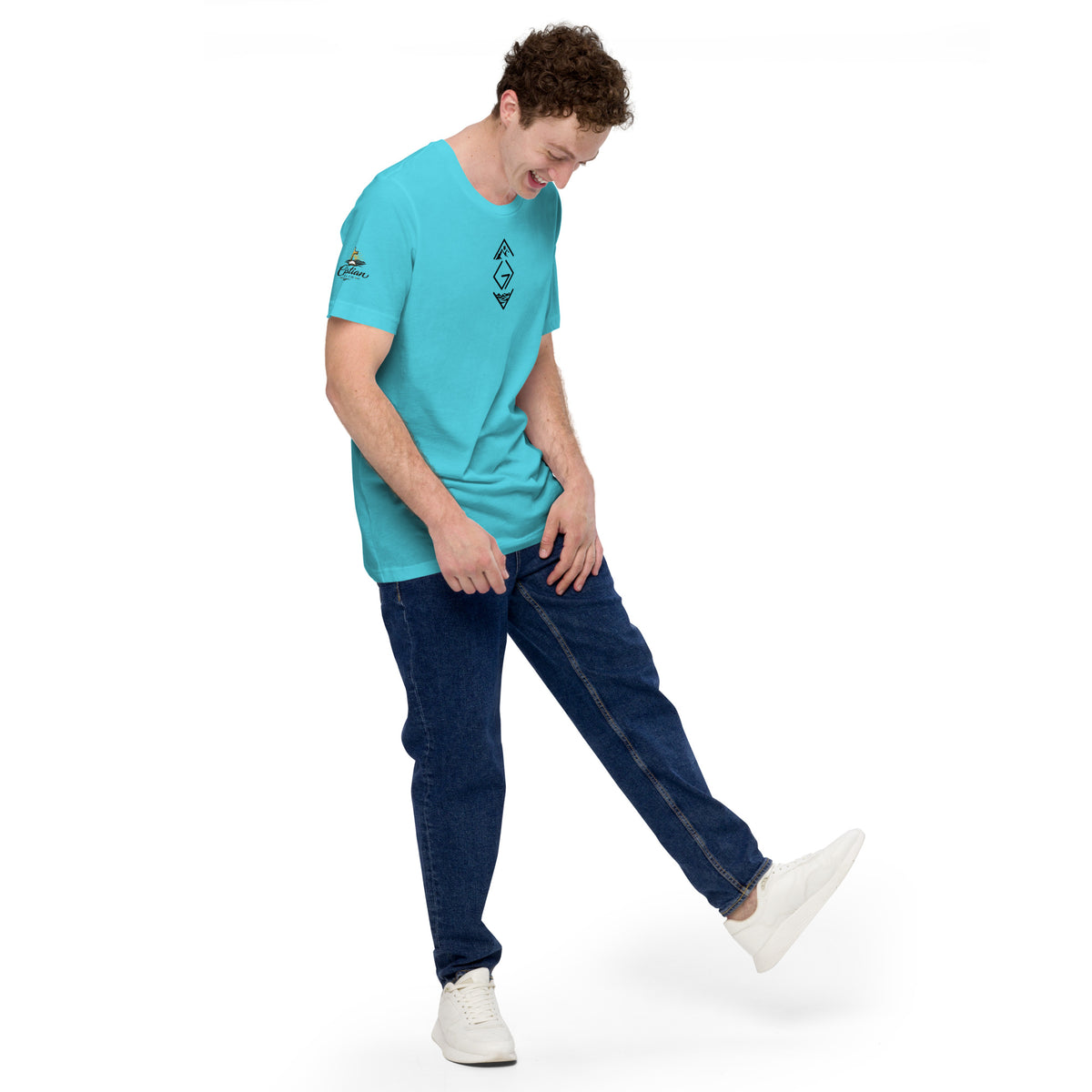 God is Greater Than T-Shirt - Turquoise - Right Front View