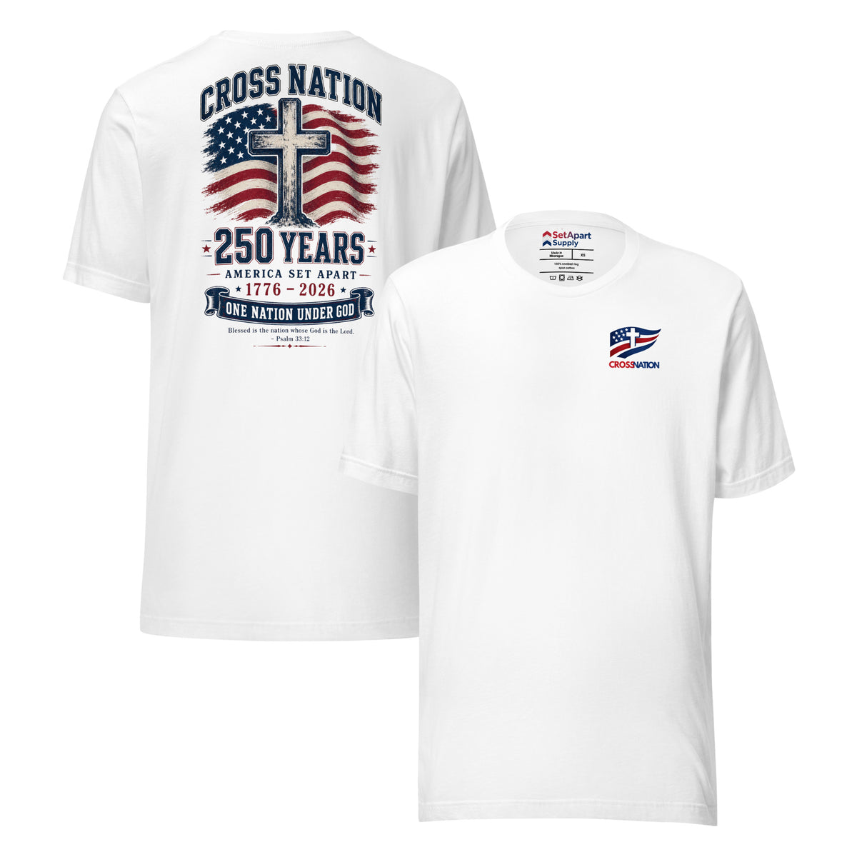 America 250th T-Shirt - White - Front and Back View