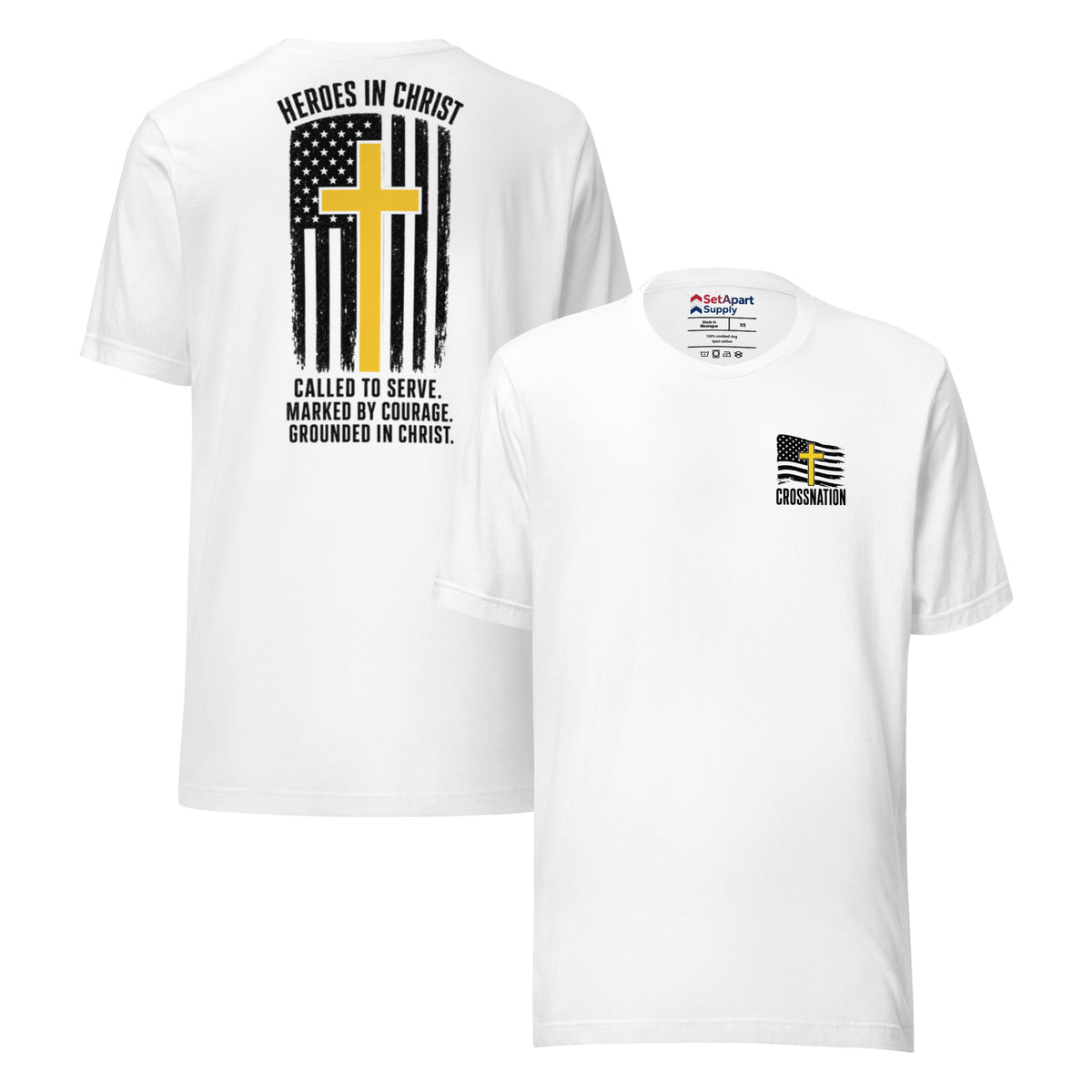 Heroes in Christ Dispatch T-Shirt - White - Front and Back View