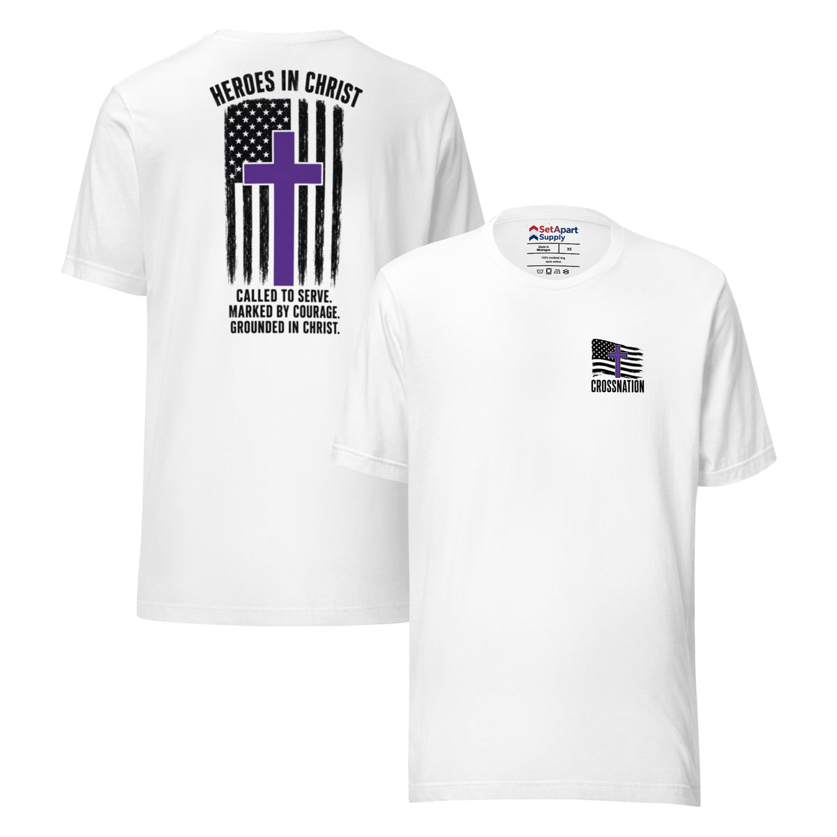 Heroes in Christ Security T-Shirt - White - Front and Back View