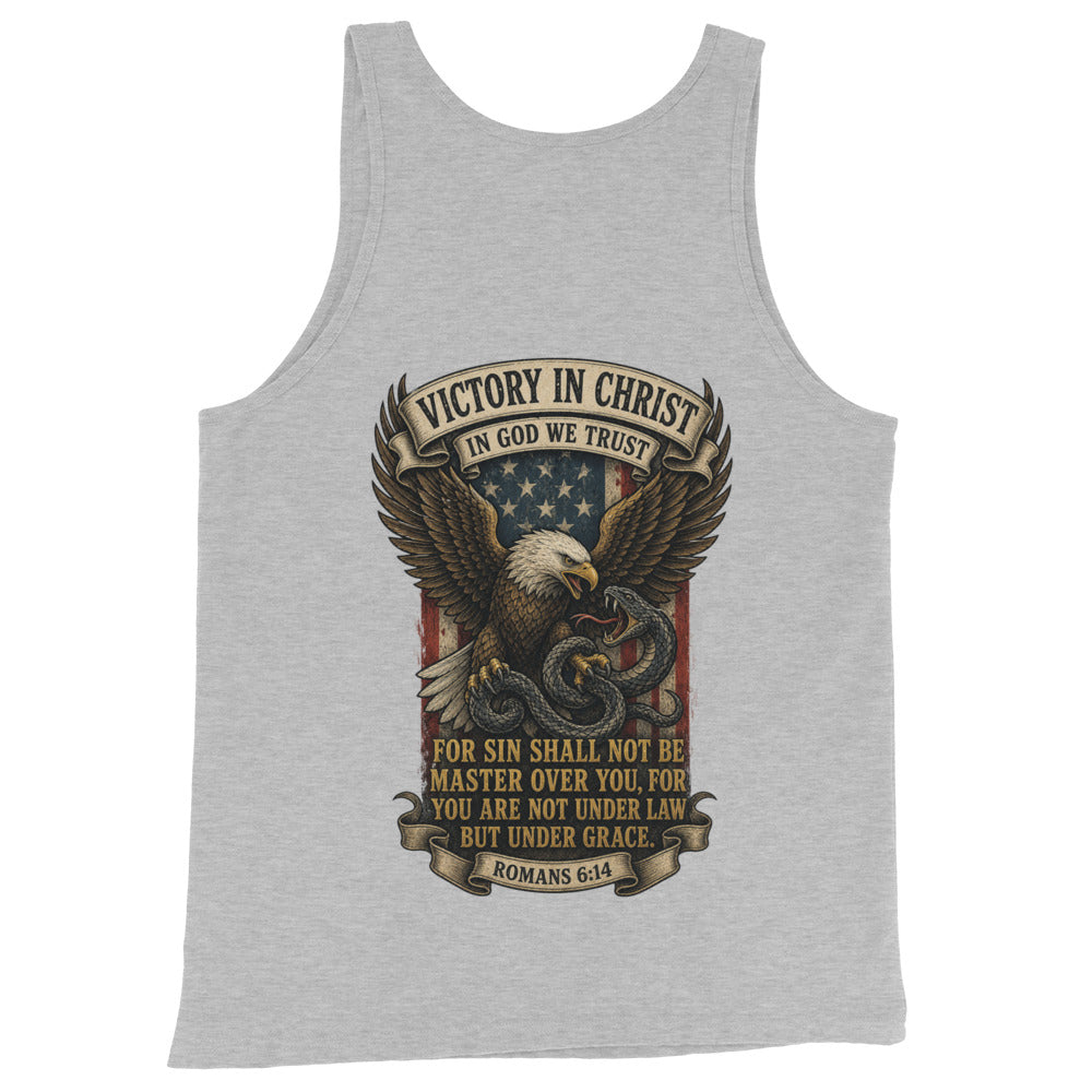 Men's Victory in Christ Tank Top - Athletic Heather - Back View