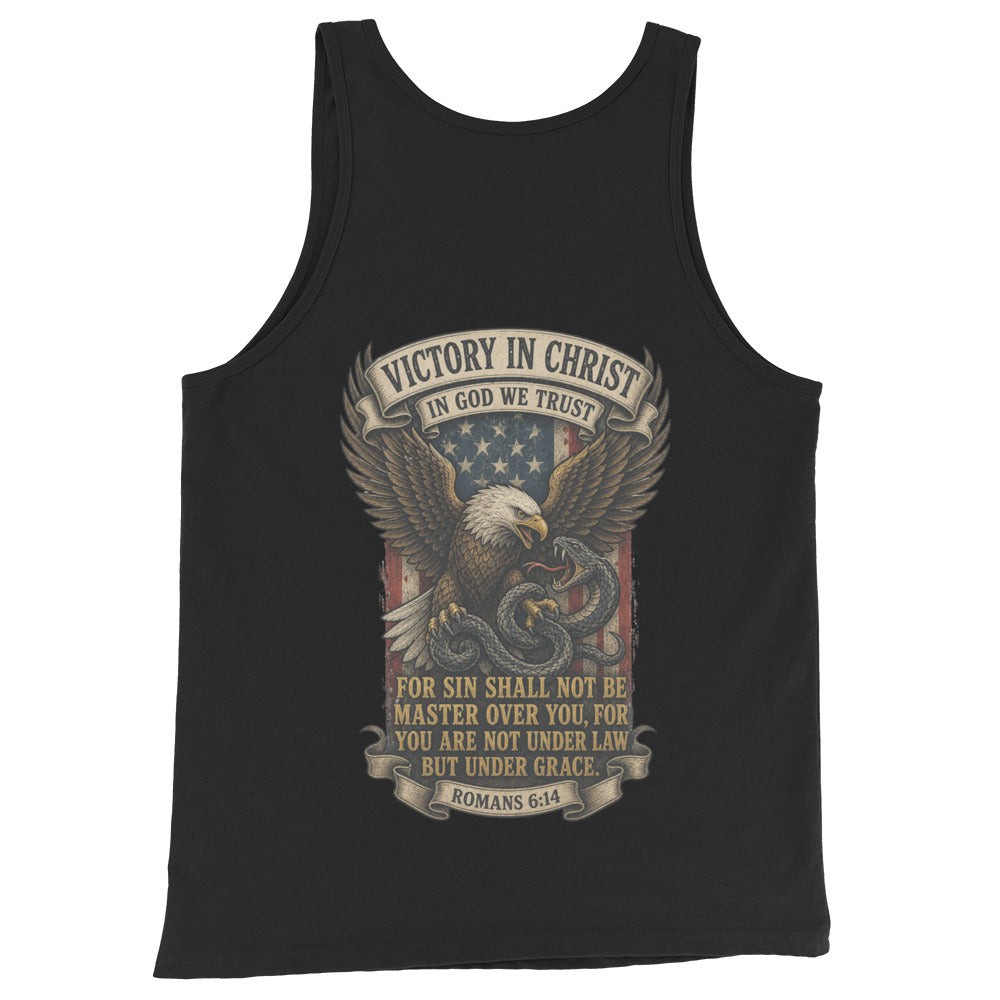 Men's Victory in Christ Tank Top - Black - Back View