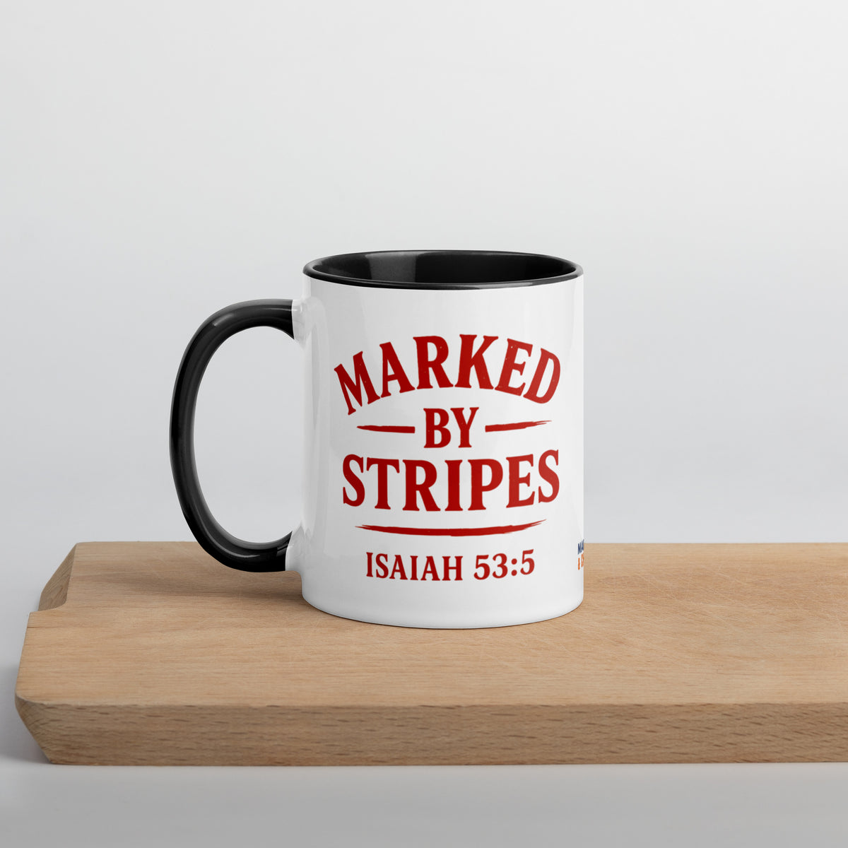 Marked by Stripes Mug with Color Inside - Black - Left Side View
