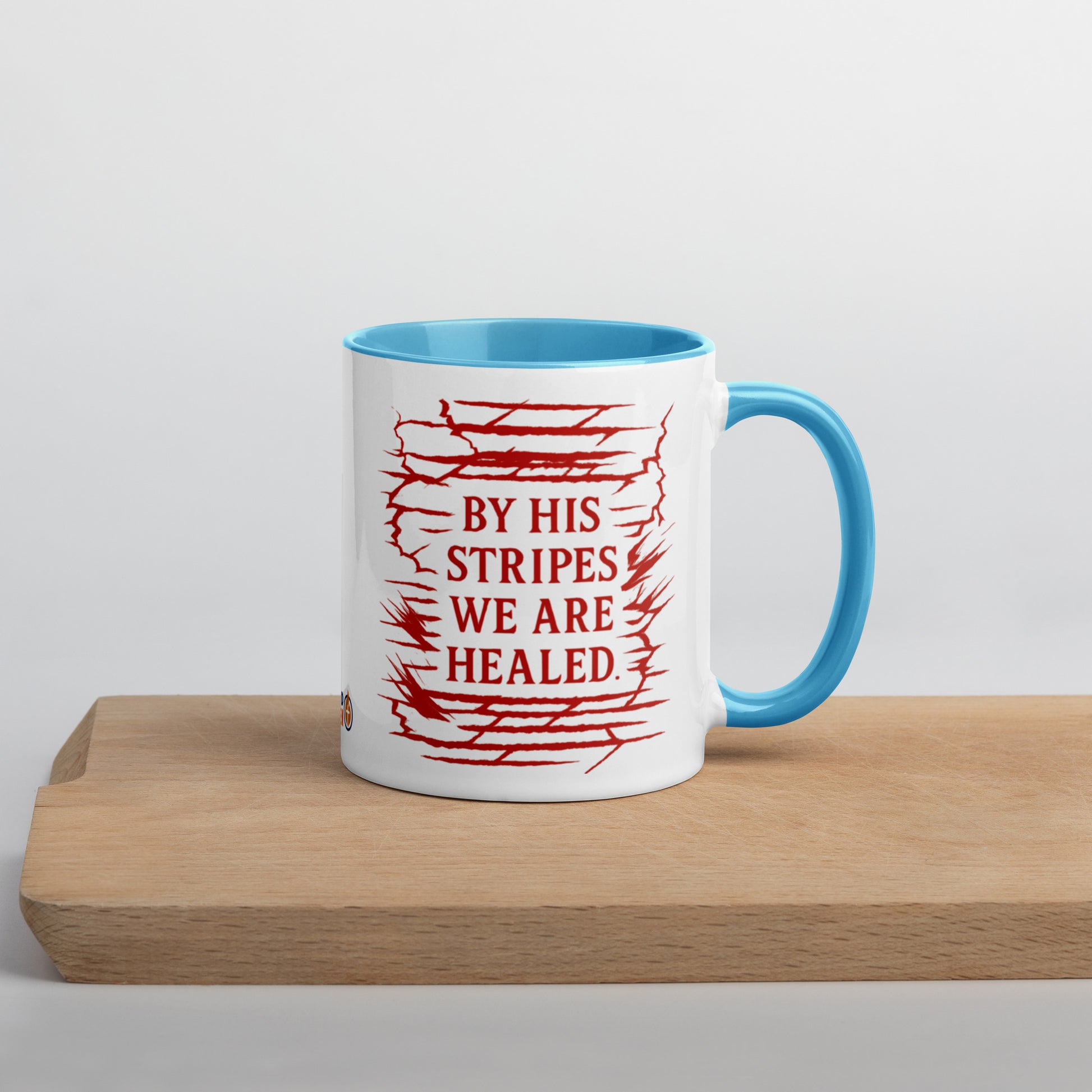 Marked by Stripes Mug with Color Inside - Blue - Right Side View