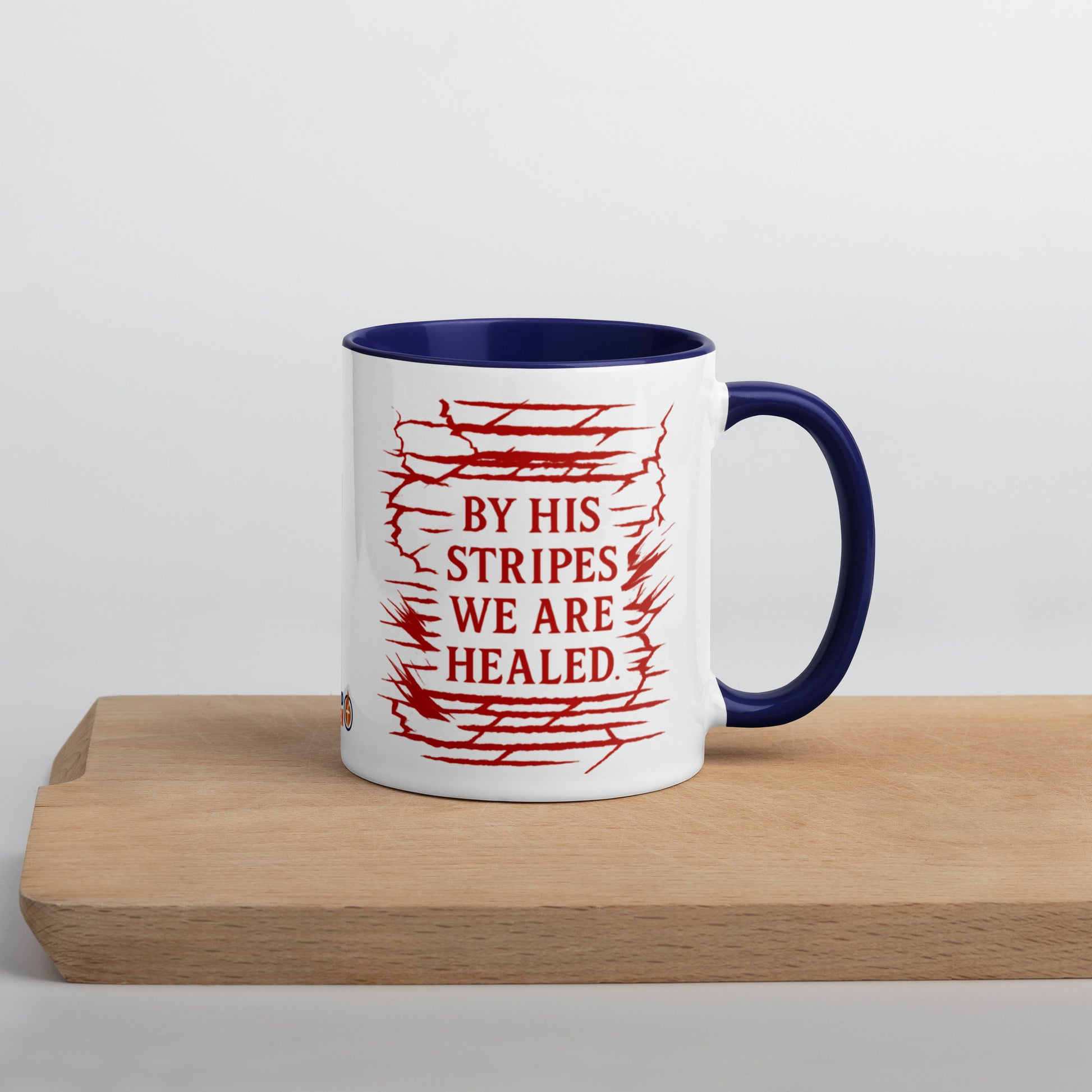 Marked by Stripes Mug with Color Inside - Dark Blue - Right Side View