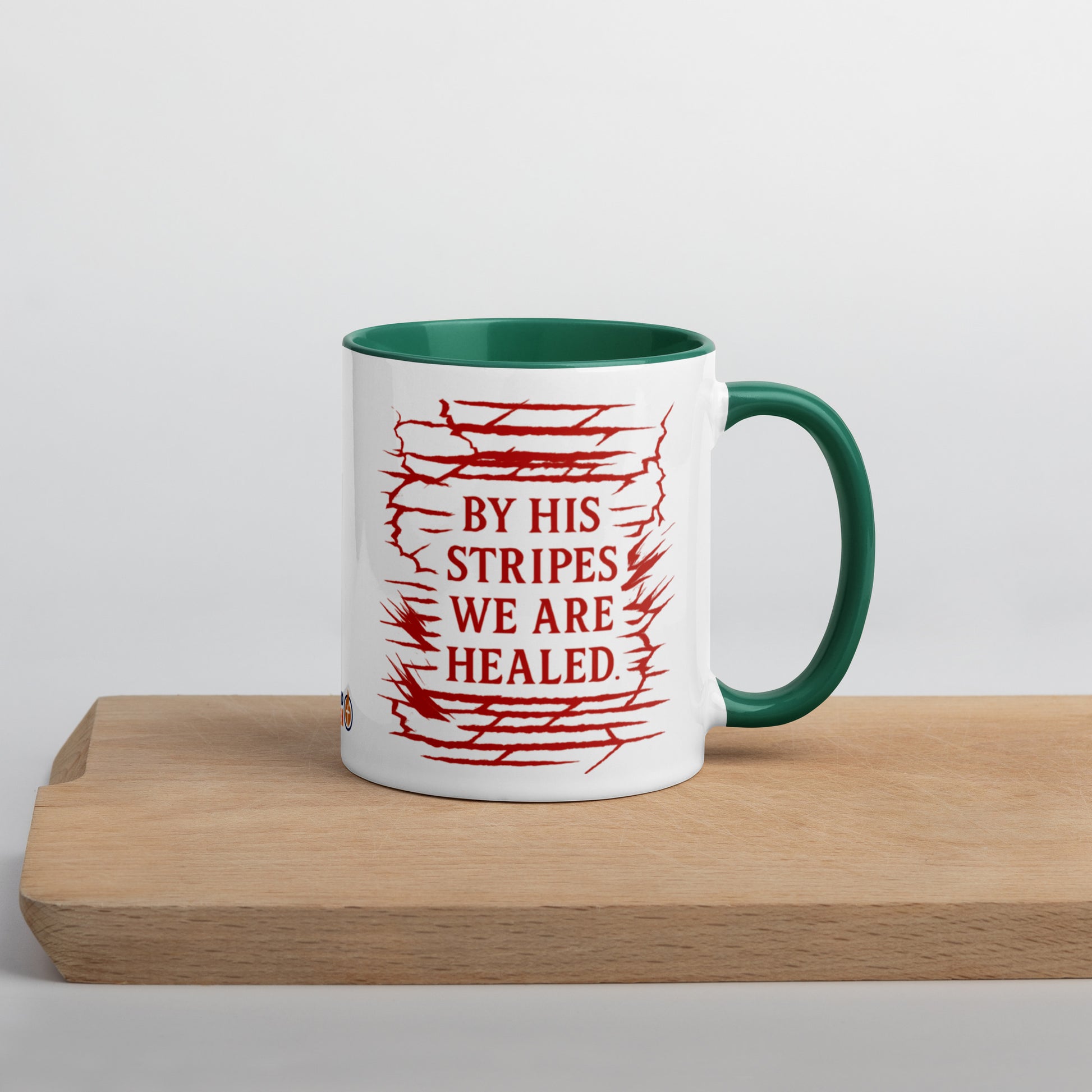 Marked by Stripes Mug with Color Inside - Dark green - Right Side View
