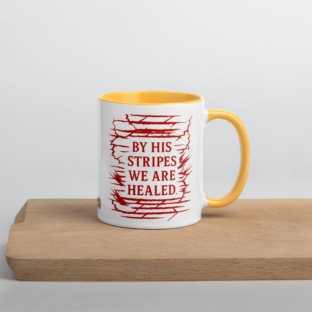 Marked by Stripes Mug with Color Inside - Golden Yellow - Right Side View