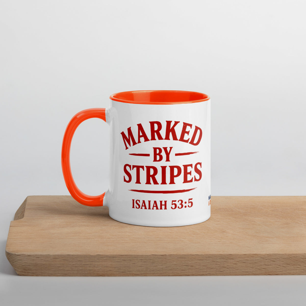 Marked by Stripes Mug with Color Inside - Orange - Left Side View