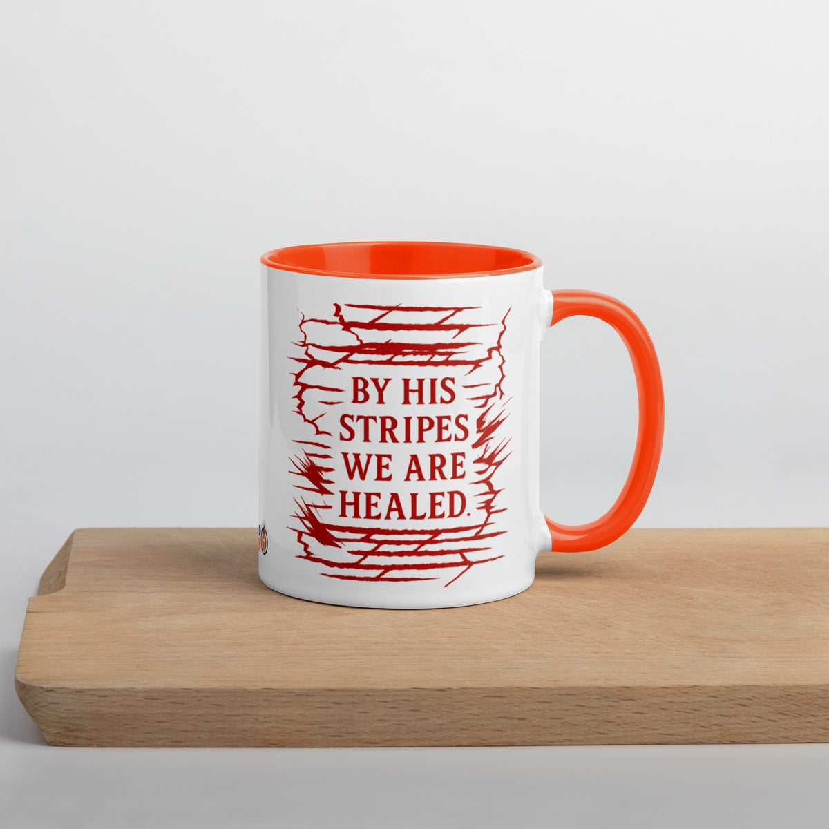 Marked by Stripes Mug with Color Inside - Orange - Right Side View
