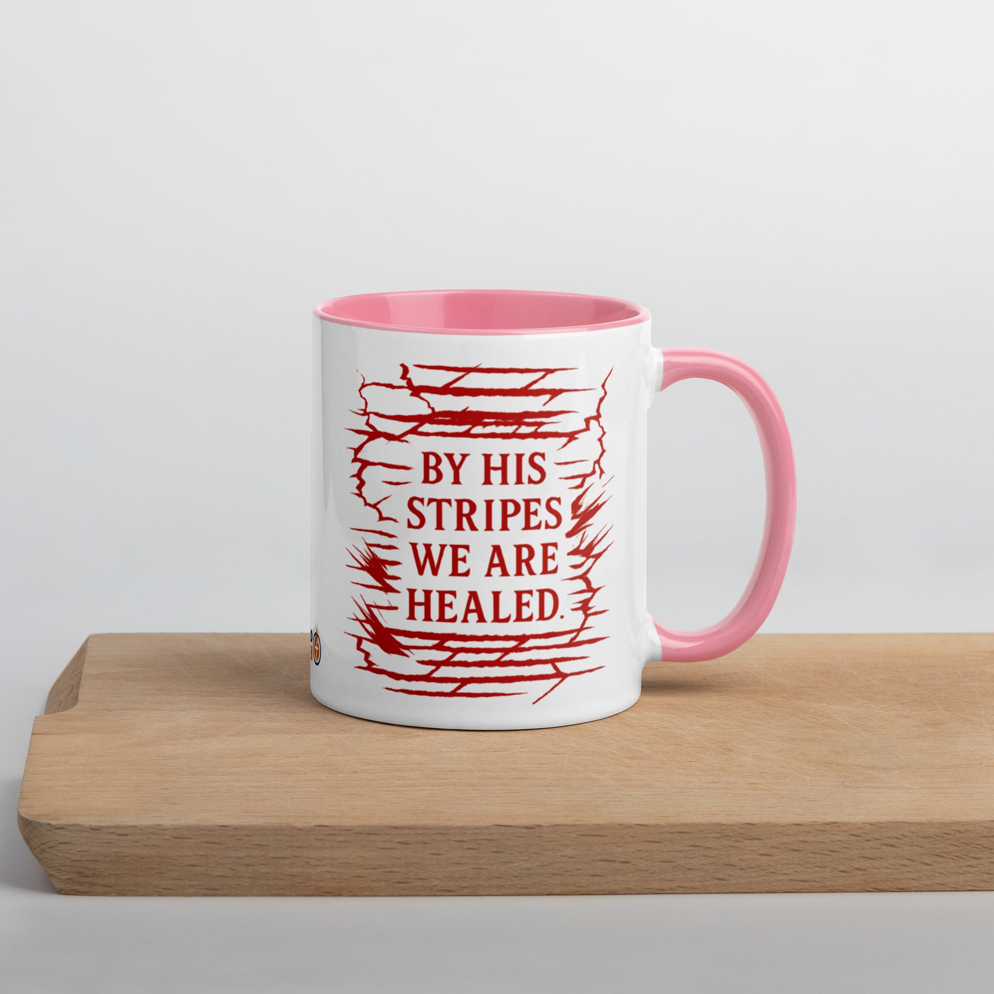 Marked by Stripes Mug with Color Inside - Pink - Right Side View
