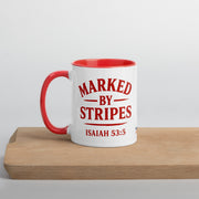 Marked by Stripes Mug with Color Inside - Red - Left Side View